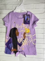 Disney Asha Magic In Every Wish T-Shirt Top Bow Purple Girls Size 5 NEW - £12.43 GBP