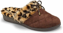 Vionic Slippers Orthotic Pleasant Quilted Brown Leopard w/ Bow Detail NEW $75 - £44.26 GBP