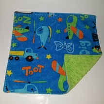 Helicopter Airplane Truck Blue Lovey Green Minky Dot Fleece Dig Toot Baby Boy - £15.78 GBP