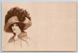 Beautiful Victorian Woman Large Hat Drawing Style Postcard D29 - £7.95 GBP
