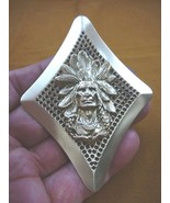 B-NATIVE-18-2) Native American Chieftain HEADDRESS diamond shaped Pin Pe... - $37.16 CAD