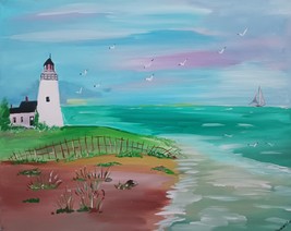 Lighthouse Seascape Painting # 193 - £59.95 GBP