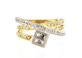 4 Women&#39;s Fashion Ring 18kt Yellow Gold &amp; Platinum 371259 - £718.62 GBP