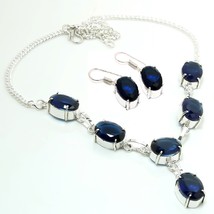 Iolite Oval Shape Handmade Christmas Gift Necklace Set Jewelry 18" SA 666 - £6.24 GBP