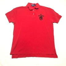 Vintage Polo Ralph Lauren Polo Shirt Mens L Red Crest Logo Cotton Collared - £16.24 GBP