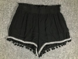 Shein Hot Pants Shorts Womens Small Black Beaded Cute Mid Rise Size S Stretch - £9.50 GBP
