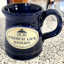French Lick Resort Mug 2017 Deneen Pottery Navy Blue Glazed Indiana Winery - £6.25 GBP