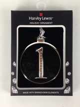 Harvey Lewis Holiday Ornament #1 Made Swarovski Elements Black Silver Circle - £7.03 GBP