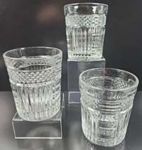 3 Libbey Radiant Double Old Fashioned Set Clear Vertical Cut Cocktail Retro Lot - £23.23 GBP