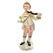 Vintage Ceramic Figurine 8 in Victorian Violin Player Fiddler - $10.89