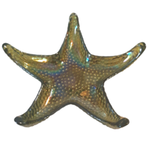 Olive Green Iridescent Starfish Dish Trinket Nuts Candy  - £15.39 GBP