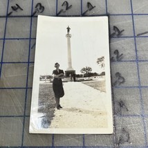 Vintage Photograph Woman At Monument 1930s Or 40s Location Unknown - £8.56 GBP