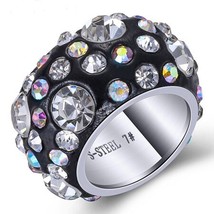 Fashion Crystal Rings For Women Wholesale Stainless Steel Core Jewelry Ring with - £8.65 GBP