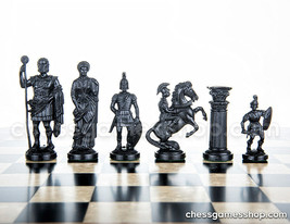 Roman plastic chess pieces / chessmen - cream / black - £17.25 GBP