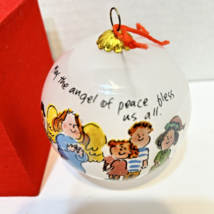 VTG 2003 Sally Huss Glass Christmas Ornament May The Angel of Peace Bless Us All - £8.48 GBP