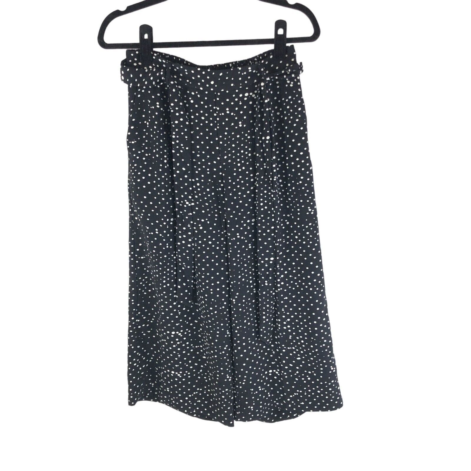Primary image for T Tahari Womens Crop Pants Wide Leg Belted Polka Dot Black White PS