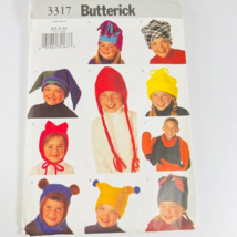 Vintage Butterick Childrens Hats Scarf Mittens Sewing Pattern XS S M Cut 3317 - £11.98 GBP