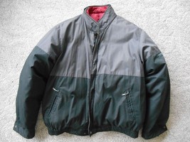  Spring &amp; Winter Men’s L Black &amp; Grey Coat Jacket Removable Red Down Liner - £31.22 GBP
