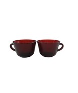 2 Anchor Hocking Royal Ruby Red Glass Tea Coffee Cup Punch Mug Vintage - $240.75 MXN