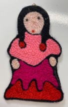 Vintage Huichol Mexican Yarn Folk Art Little Girl 4.25 in Christmas Ornament - £13.18 GBP