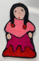 Vintage Huichol Mexican Yarn Folk Art Little Girl 4.25 in Christmas Ornament - $16.82