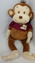 Kellytoy Monkey large brown plush pink black shirt cream face hands feet - £38.91 GBP