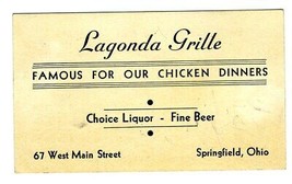 Lagonda Grille Springfield Ohio Business Card &amp; Mistic Age Calendar - £16.25 GBP