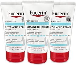 Eucerin Advanced Repair Hand Cream Lotion for Very Dry Skin 2.7 oz (Pack of 3) - £17.23 GBP
