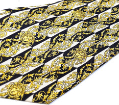 Vintage Gianni Versace Tie 90&#39;s Medusa Silk Tie Black, Gold &amp; White *Excellent* - £231.01 GBP