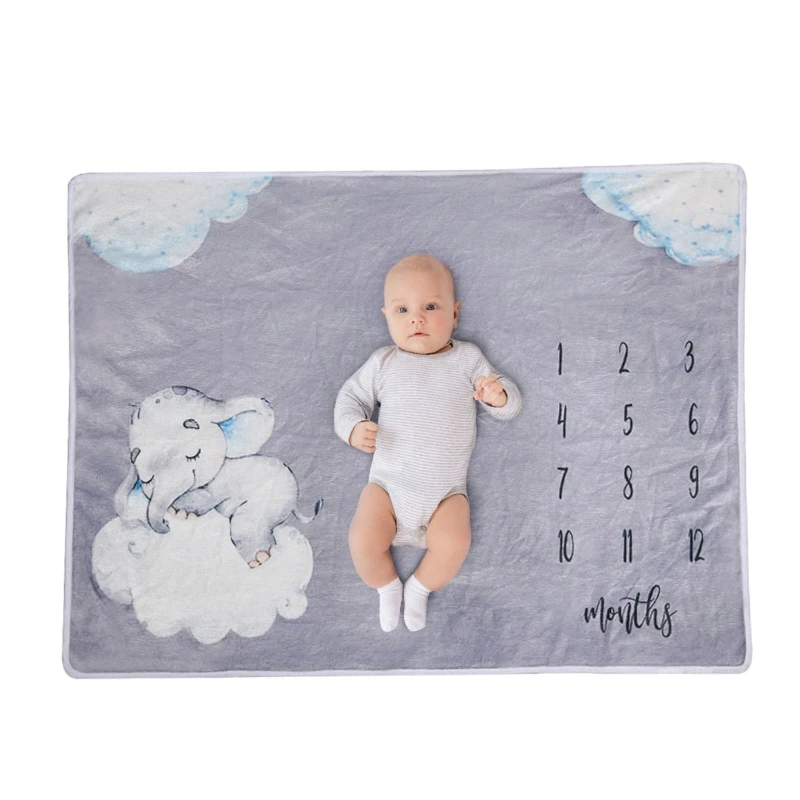 Baby Monthly Record Growth Milestone Blanket Newborn Soft Flannel Swaddl... - $33.50