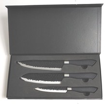 Topfeel 3 Pc Chef Knife Set High Carbon Stainless Steel Black Handles &amp; Blades - £21.95 GBP