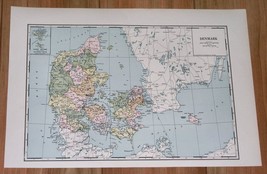 1939 Original Vintage Map Of Denmark / Sweden - £13.55 GBP