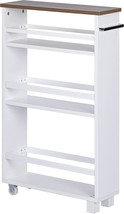 Utex 4 Tiers Kitchen Slim Storage Cart, Rolling Side Storage Cabinet, White. - £56.74 GBP