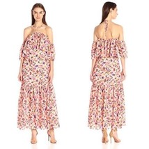 NEW Floral Print Off Shoulder Halter Tiered Maxi Dress Size M - £29.13 GBP