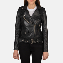 LE Alison Black Leather Women Biker Jacket - £109.83 GBP+