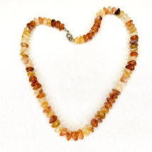 Lucite Beaded Necklace Choker 16” Gold Amber Brown Translucent Natural Look - £10.11 GBP