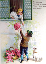 Valentine Love Postcard Unsigned Artist Ellen Clapsaddle Children White Dog 1837 - £13.58 GBP