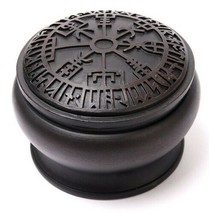 Alchemy Gothic Vegvisir Black Nordic Runes Trinket Box Viking Gift Decor V102 - £19.14 GBP