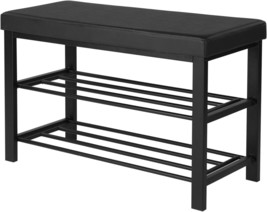 Black Ulbs58H Songmics Shoe Bench, 3-Tier Shoe Rack For Entryway,, Hallway. - £51.71 GBP