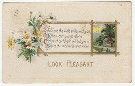 Vintage Postcard Look Pleasant Daisies Rural Cottage Embossed - £5.52 GBP