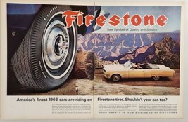 1966 Print Ad Firestone Tires Oldsmobile Ninety-Eight Convertible Mountain Scene - £14.56 GBP