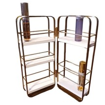 Foldable Corner Shelf 12&quot; Bathroom Countertop Organizer Gold Metal  Designco &#39;22 - £10.99 GBP