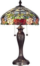 Dale Tiffany Table Lamp, Zenia Rose Glass Jewels, Fieldstone Metal, 2-Light - $613.00