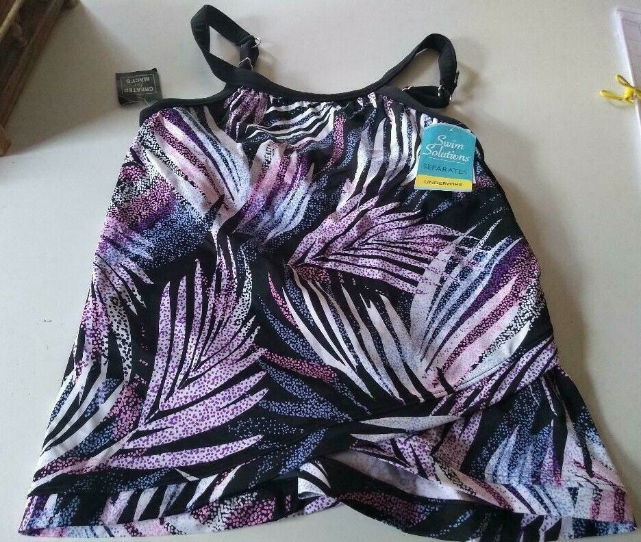 Primary image for Swim Solutions Separates Under Wire Multi Color Cross Over Top Size 8