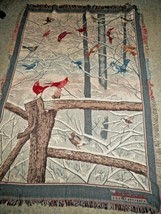 Bob Timberlake Home Collection Tapestry Throw Blanket Winter Birds Made USA - £41.75 GBP