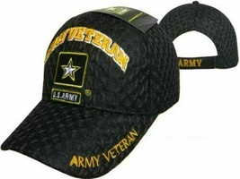 U.S. Army Star Veteran Vet Textured Mesh Ball Cap Embroidered 3D Hat Licensed - £12.38 GBP