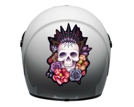 Helmet motorcycle car sticker removable decal 1X pcs skull flowers - £4.73 GBP