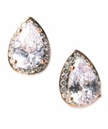 Rose Gold Stud Wedding Teardrop Dangle Earrings Vintage Chande - $378.57 MXN