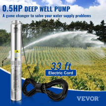 0.5HP Deep Well Submersible Pump 230V 28GPM 167ft Head 33ft Cord Stainle... - $155.99