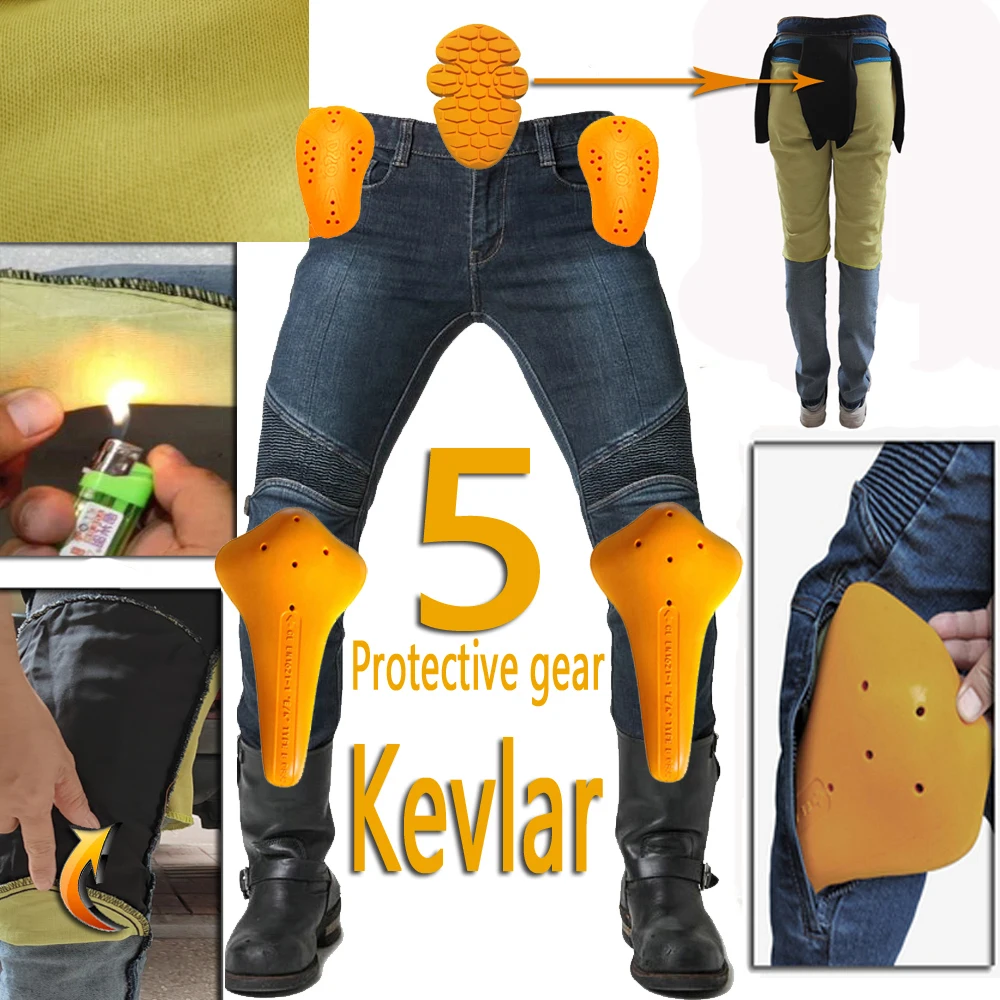 Hi-011 Kevlar Motorcycle riding jeans Pants spring autumn Men Moto Protection - £99.68 GBP+